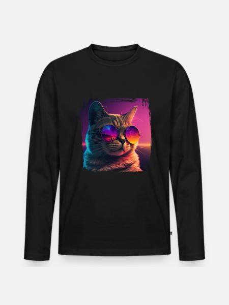 Katzenliebhaber Cooles Katzen Design Katzenmama - Premium økologisk langærmet T-shirt til mænd - sort