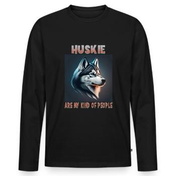 Dog Saying Huskie Design pour les amoureux des chiens - T-shirt manches longues Premium bio Homme - noir - Devant - Nico (187cm)