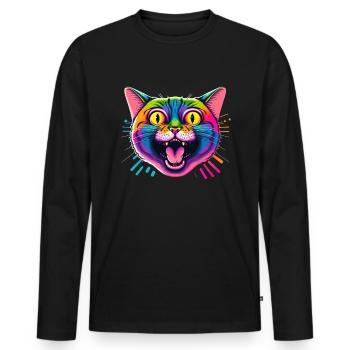Cat Lovers Cool Cat Design Cat Mama - Men's Premium Organic Long Sleeve Shirt - black - Front - Nico (187cm)