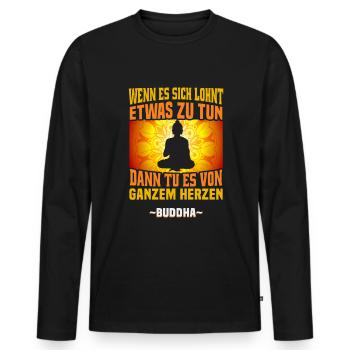 Buddhist Meditation Zen Buddha Buddhismus und Yoga - Männer Premium Bio Langarmshirt - Schwarz - Vorne - Nico (187cm)