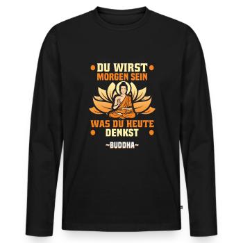 Buddhist Meditation Zen Buddha Buddhismus und Yoga - Männer Premium Bio Langarmshirt - Schwarz - Vorne - Nico (187cm)