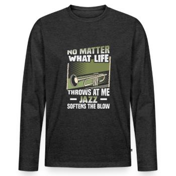 Jazz Musik Orchester Musiker - Männer Premium Bio Langarmshirt - Anthrazit meliert - Vorne - Nico (187cm)