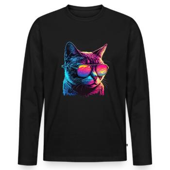 Cat Lovers Cool Cat Design Cat Mama - Men's Premium Organic Long Sleeve Shirt - black - Front - Nico (187cm)