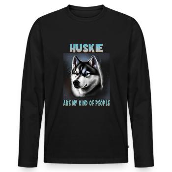 Dog Saying Huskie Design pour les amoureux des chiens - T-shirt manches longues Premium bio Homme - noir - Devant - Nico (187cm)