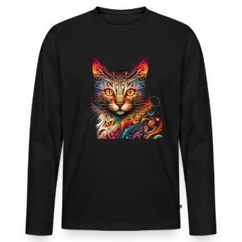 Cat Lovers Cool Cat Design Cat Mama - Men's Premium Organic Long Sleeve Shirt - black - Front - Nico (187cm)