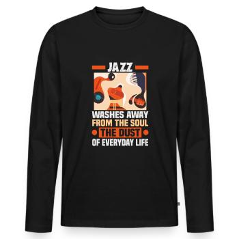 Musiciens d’orchestre de musique jazz - T-shirt manches longues Premium bio Homme - noir - Devant - Nico (187cm)