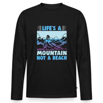 Skifahrer Life's a mountain not a beach Ski - Männer Premium Bio Langarmshirt - Schwarz - Vorne - Nico (187cm)