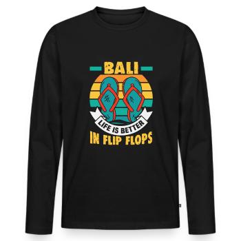 Bali Indonésie vacances à la plage au bord de la mer - T-shirt manches longues Premium bio Homme - noir - Devant - Nico (187cm)