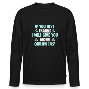 Le verset du Coran cite des textes musulmans du Ramadan - T-shirt manches longues Premium bio Homme - noir - Devant - Nico (187cm)