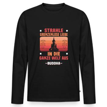 Méditation bouddhiste Bouddhisme Zen Bouddha Bouddhisme et Yoga - T-shirt manches longues Premium bio Homme - noir - Devant - Nico (187cm)