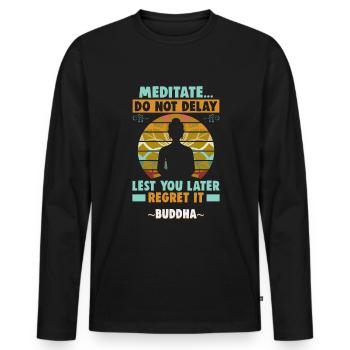 Buddhist Meditation Zen Buddha Buddhismus und Yoga - Männer Premium Bio Langarmshirt - Schwarz - Vorne - Nico (187cm)