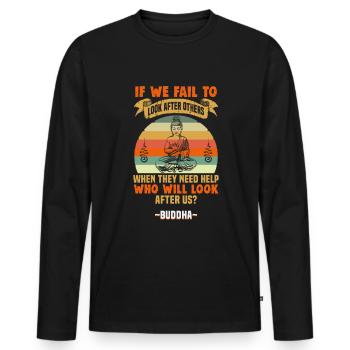 Méditation bouddhiste Bouddhisme Zen Bouddha Bouddhisme et Yoga - T-shirt manches longues Premium bio Homme - noir - Devant - Nico (187cm)