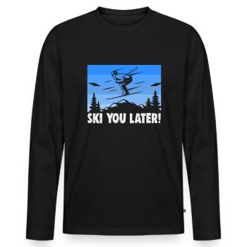 Skiers Ski you later! Ski - Men's Premium Organic Long Sleeve Shirt - black - Front - Nico (187cm)