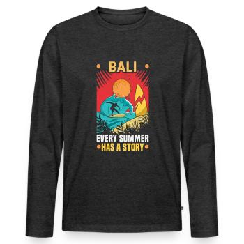 Bali Indonésie vacances à la plage au bord de la mer - T-shirt manches longues Premium bio Homme - anthracite chiné - Devant - Nico (187cm)