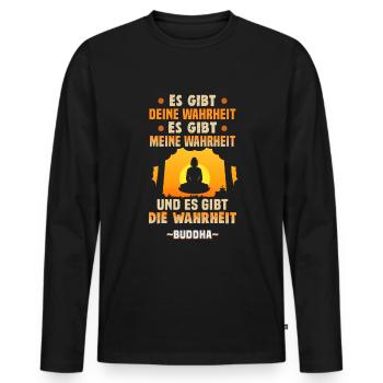 Méditation bouddhiste Bouddhisme Zen Bouddha Bouddhisme et Yoga - T-shirt manches longues Premium bio Homme - noir - Devant - Nico (187cm)