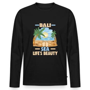 Bali Indonésie Vacances à la plage au bord de la mer - T-shirt manches longues Premium bio Homme - noir - Devant - Nico (187cm)