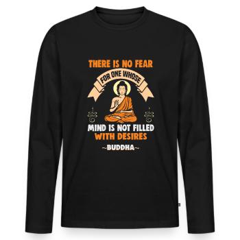 Méditation bouddhiste, Zen, Bouddha, bouddhisme et yoga - T-shirt manches longues Premium bio Homme - noir - Devant - Nico (187cm)