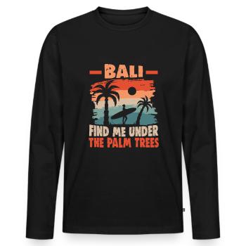 Bali Indonésie vacances à la plage au bord de la mer - T-shirt manches longues Premium bio Homme - noir - Devant - Nico (187cm)