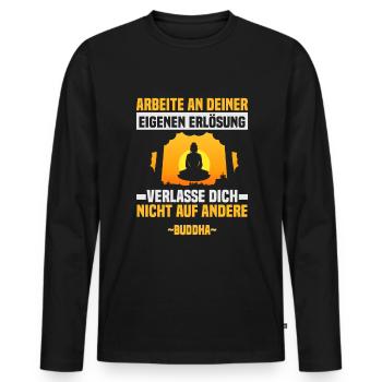 Méditation bouddhiste Bouddhisme Zen Bouddha Bouddhisme et Yoga - T-shirt manches longues Premium bio Homme - noir - Devant - Nico (187cm)