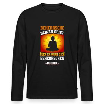 Méditation bouddhiste Bouddhisme Zen Bouddha Bouddhisme et Yoga - T-shirt manches longues Premium bio Homme - noir - Devant - Nico (187cm)