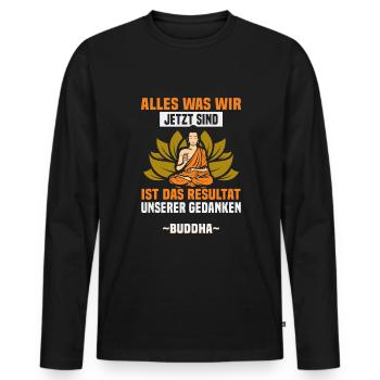Méditation bouddhiste Bouddhisme Zen Bouddha Bouddhisme et Yoga - T-shirt manches longues Premium bio Homme - noir - Devant - Nico (187cm)