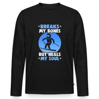 Skifahrer Breaks my bones but heals my soul Ski - Männer Premium Bio Langarmshirt - Schwarz - Vorne - Nico (187cm)