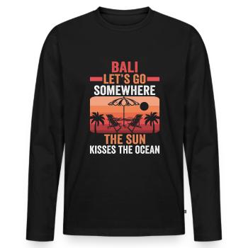 Bali Indonésie vacances à la plage au bord de la mer - T-shirt manches longues Premium bio Homme - noir - Devant - Nico (187cm)