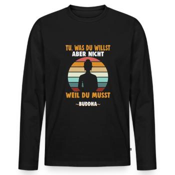 Buddhist Meditation Zen Buddha Buddhismus und Yoga - Männer Premium Bio Langarmshirt - Schwarz - Vorne - Nico (187cm)