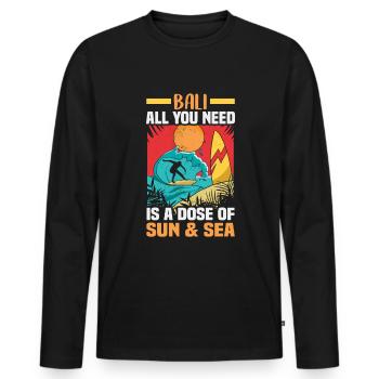 Bali Indonésie vacances à la plage au bord de la mer - T-shirt manches longues Premium bio Homme - noir - Devant - Nico (187cm)