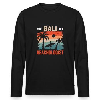 Bali Indonésie vacances à la plage au bord de la mer - T-shirt manches longues Premium bio Homme - noir - Devant - Nico (187cm)