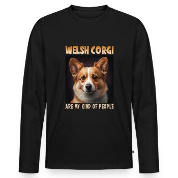 Dog Saying Welsh Corgi Design for Dog Lovers - Men's Premium Organic Long Sleeve Shirt - black - Front - Nico (187cm)