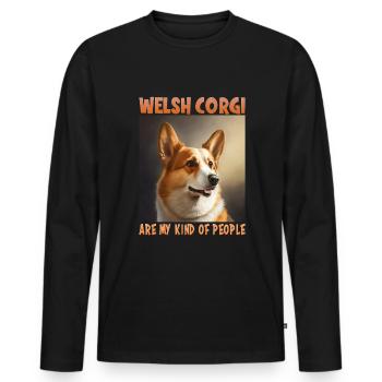 Dog Saying Welsh Corgi Design for Dog Lovers - Men's Premium Organic Long Sleeve Shirt - black - Front - Nico (187cm)