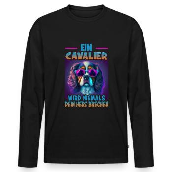 Hunde Spruch Cavalier Spaniel für Hundeliebhaber - Männer Premium Bio Langarmshirt - Schwarz - Vorne - Nico (187cm)