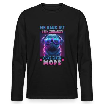 Hunde Spruch Mops Design für Hundeliebhaber - Männer Premium Bio Langarmshirt - Schwarz - Vorne - Nico (187cm)