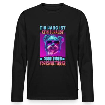 Hunde Spruch Yorkshire Terrier Design für - Männer Premium Bio Langarmshirt - Schwarz - Vorne - Nico (187cm)