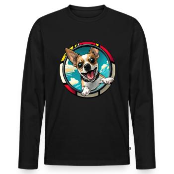 Dog Cartoon Chihuahua Design pour les amoureux des chiens - T-shirt manches longues Premium bio Homme - noir - Devant - Nico (187cm)