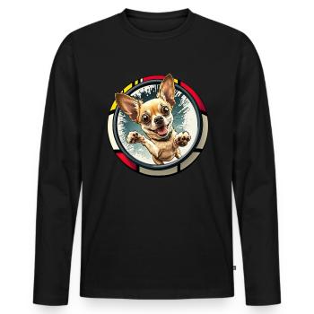 Dog Cartoon Chihuahua Design pour les amoureux des chiens - T-shirt manches longues Premium bio Homme - noir - Devant - Nico (187cm)