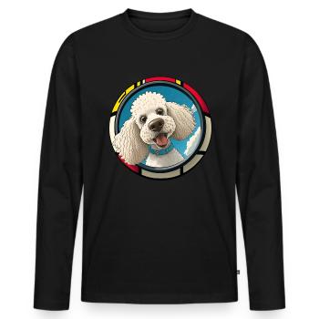 Dog Cartoon Poodle Design pour les amoureux des chiens - T-shirt manches longues Premium bio Homme - noir - Devant - Nico (187cm)