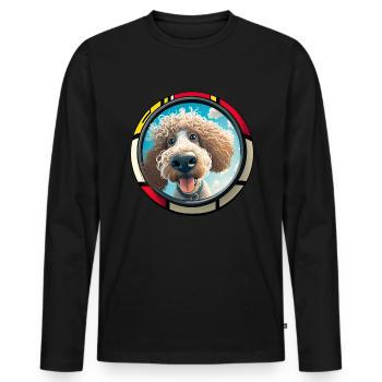 Dog Cartoon Poodle Design pour les amoureux des chiens - T-shirt manches longues Premium bio Homme - noir - Devant - Nico (187cm)