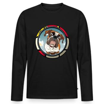 Dog Cartoon Boxer Design for Dog Lovers - Men's Premium Organic Long Sleeve Shirt - black - Front - Nico (187cm)