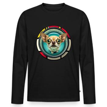 Dog Cartoon Chihuahua Design pour les amoureux des chiens - T-shirt manches longues Premium bio Homme - noir - Devant - Nico (187cm)