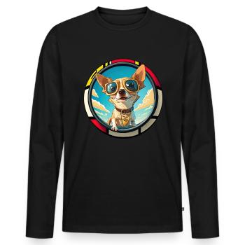 Dog Cartoon Chihuahua Design pour les amoureux des chiens - T-shirt manches longues Premium bio Homme - noir - Devant - Nico (187cm)