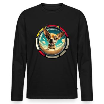 Dog Cartoon Chihuahua Design pour les amoureux des chiens - T-shirt manches longues Premium bio Homme - noir - Devant - Nico (187cm)