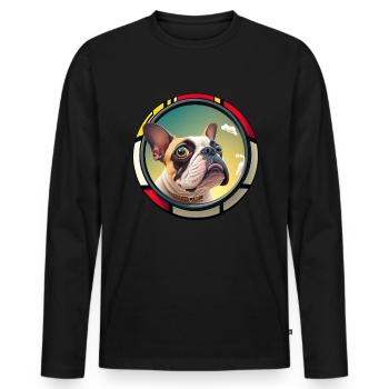 Chiens Français Bulldog Amateurs de chiens - T-shirt manches longues Premium bio Homme - noir - Devant - Nico (187cm)