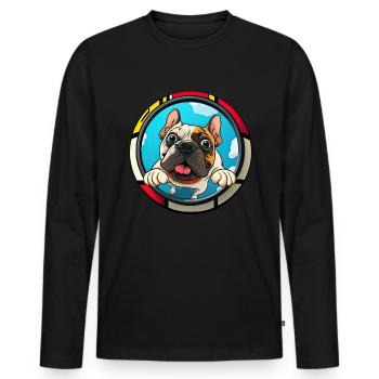 Chiens Français Bulldog Amateurs de chiens - T-shirt manches longues Premium bio Homme - noir - Devant - Nico (187cm)