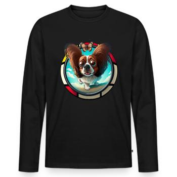 Hunde Spruch Papillon Design für Hundeliebhaber - Männer Premium Bio Langarmshirt - Schwarz - Vorne - Nico (187cm)