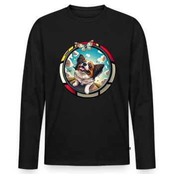 Dog Saying Papillon Design for Dog Lovers - Men's Premium Organic Long Sleeve Shirt - black - Front - Nico (187cm)