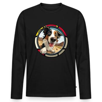 Chiens Berger australien amoureux des chiens Aussie - T-shirt manches longues Premium bio Homme - noir - Devant - Nico (187cm)