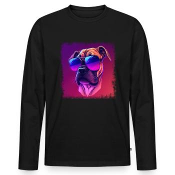 Dog Cartoon Boxer Design for Dog Lovers - Men's Premium Organic Long Sleeve Shirt - black - Front - Nico (187cm)