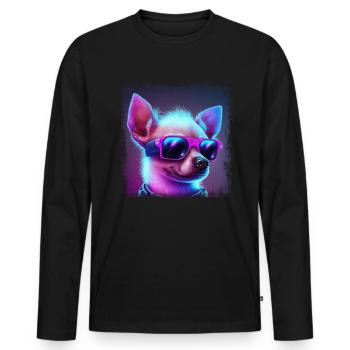 Dog Cartoon Chihuahua Design pour les amoureux des chiens - T-shirt manches longues Premium bio Homme - noir - Devant - Nico (187cm)